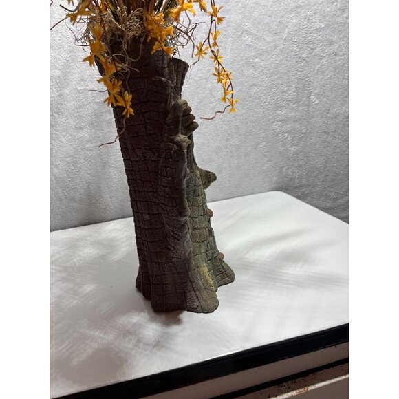 Halloween Scary Ceramic Tree Stump Face Vase Artificial Dried Flowers - Picture 9 of 12